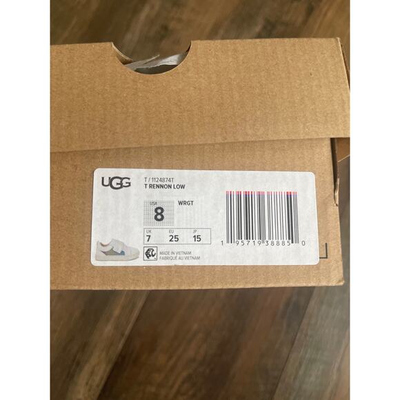 UGG T Rennon Low Toddler Sneakers in White Leather w/Rainbow Glitter (8T/EU25) - Picture 8 of 8